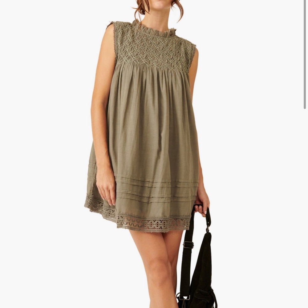 Free People Charcoal Crochet Mini Dress